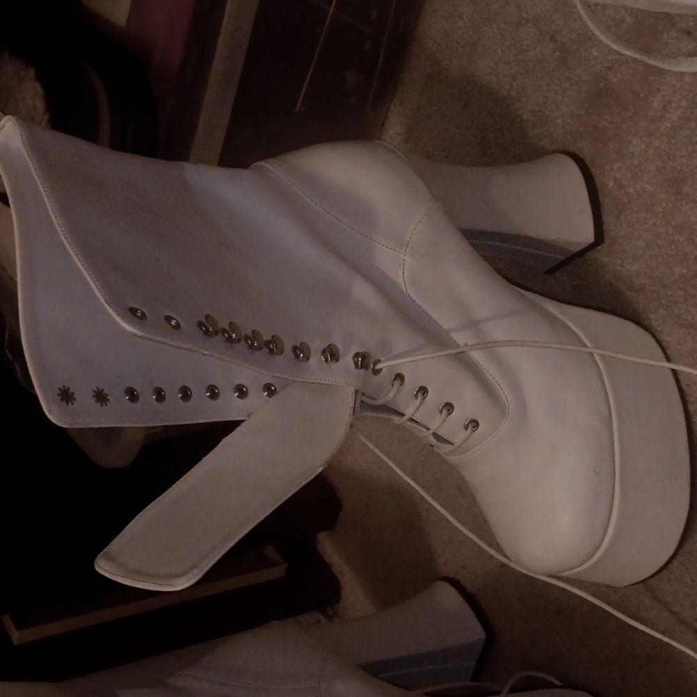 White Pleaser Platform Boots